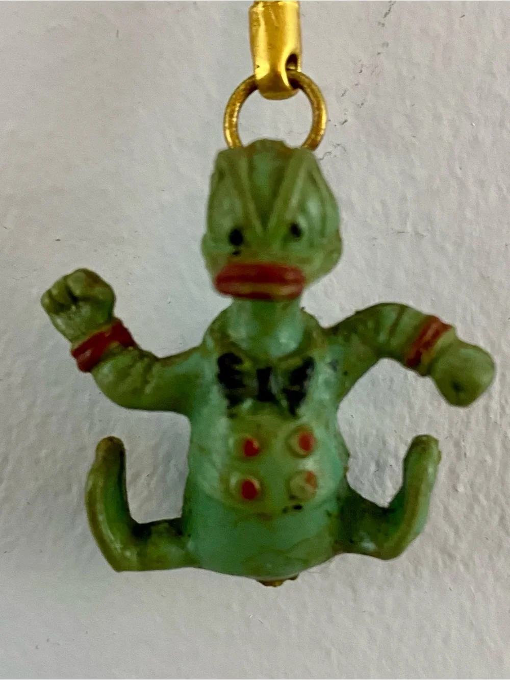 Rare 60s Vintage Walt Disney Production Donald Duck Green Monochromatic Keychain